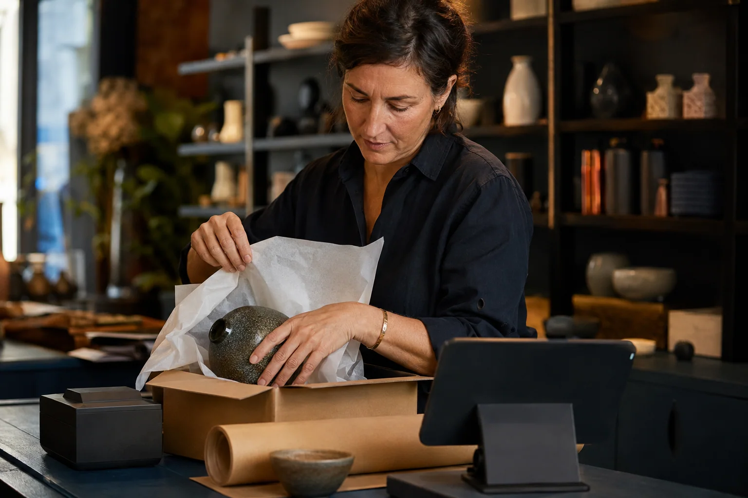 Mise en situation illustrative : préparation de commande dans un commerce contemporain